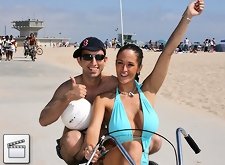 Carmella Bing with her perfect tits fucks random guy off the beach